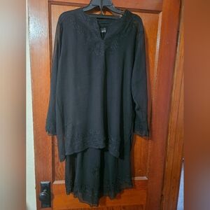 Sand N Sun Black Sheer Swim Cover Up 2 Piece Set Large Pants & Size 8 Top